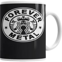 Humuts Metal Forever Black Beyaz Porselen Kupa Bardak