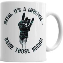 Humuts Metal Lifestyle Metal Beyaz Porselen Kupa Bardak