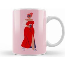 Humuts Modern Cute Woman Art Beyaz Porselen Kupa Bardak