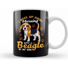 Humuts Mom I Wake Up Every Morning With a Beagle By My Side Beyaz Porselen Kupa Bardak