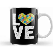 Humuts National Cute Autism Awareness Love Colorful Puzzle Heart Kupa