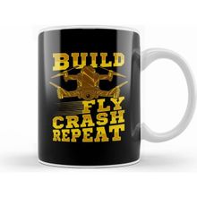 Humuts Porselen Beyaz Build Fly Crash Repeat Cute Drone Pilot Flying Pun Kupa Bardak