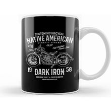 Humuts Porselen Beyaz Custom Motorcycle Native American Dark Iron Kupa Bardak