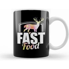 Humuts Porselen Beyaz Cute Funny Fast Food Buck Hunting Deer Hunter Kupa Bardak