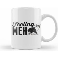 Humuts Porselen Beyaz Cute Funny Feeling Meh Kitty Adorable Cat Kupa Bardak