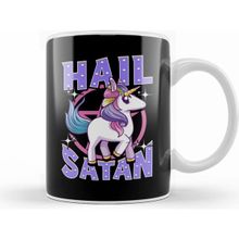 Humuts Porselen Beyaz Cute Funny Hail Satan Unicorn Satanic Metal Pun Kupa Bardak
