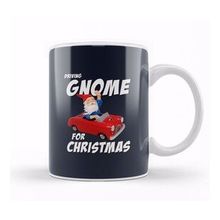 Humuts Porselen Beyaz Driving Gnome For Christmas Kupa Bardak