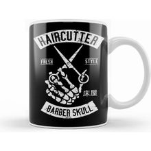 Humuts Porselen Beyaz Haircutter Fresh Style Barber Skull Kupa Bardak