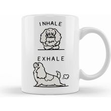 Humuts Porselen Beyaz Inhale Exhale Cavalier King Charles Spaniel Yoga Kupa Bardak