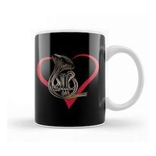 Humuts Porselen Beyaz Instrumentalist Musician Hornist French Horn Heart Music Loves Gift Kupa Bardak
