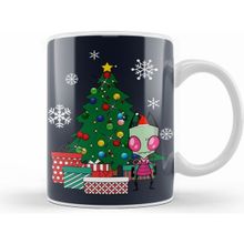 Humuts Porselen Beyaz Invader Zim Around The Christmas Tree Kupa Bardak