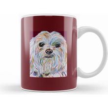 Humuts Porselen Beyaz Maltese Dog Kupa Bardak