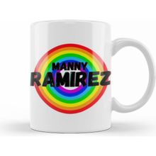 Humuts Porselen Beyaz Manny Ramirez Carton Art Baseball Gifts Vintage Retro Rainbow For Boys And Dad Kupa Bardak