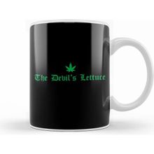 Humuts Porselen Beyaz Marijuana The Devils Lettuce Green Kupa Bardak