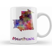 Humuts Porselen Beyaz Mauritania In Watercolor Kupa Bardak