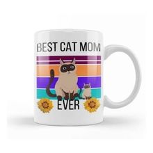 Humuts Porselen Beyaz Mothers Day 2021 Best Cat Mom Ever Funny 2021 Kupa Bardak