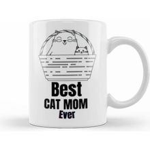 Humuts Porselen Beyaz Mothers Day 2021 Best Cat Mom Ever Funny Kupa Bardak
