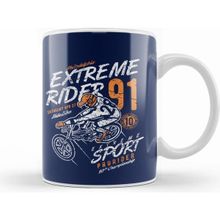 Humuts Porselen Beyaz Motorbike Extreme Rider Kupa Bardak