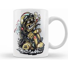 Humuts Porselen Beyaz Motorcycle Punk Kupa Bardak