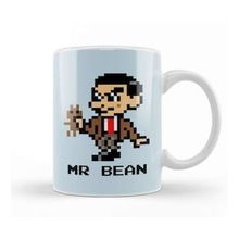 Humuts Porselen Beyaz Mr Bean Pixelated Character Kupa Bardak