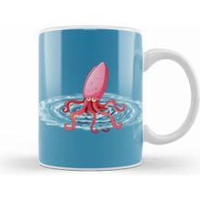 Humuts Porselen Beyaz Octopus Illustration Kupa Bardak