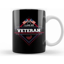 Humuts Porselen Beyaz Patriotic I Love My Veteran Military Family Kupa Bardak