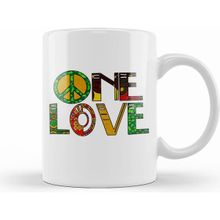Humuts Porselen Beyaz Peace Barış Simge One Love Rasta 01 Kupa Bardak