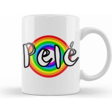 Humuts Porselen Beyaz Pelé Retro Rainbow Style Kupa Bardak