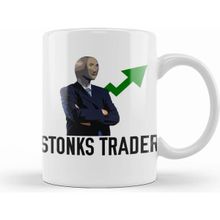 Humuts Porselen Beyaz Stonks Trader Kupa Bardak