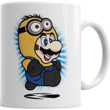 Humuts Porselen Beyaz Super Minion Mario Kupa Bardak
