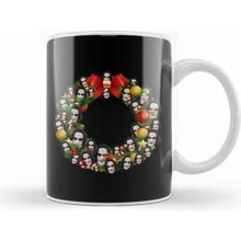 Humuts Porselen Beyaz The Crow Multiface Christmas Wreath Kupa Bardak