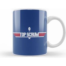 Humuts Porselen Beyaz Top Gun Top Scrum Rugby Ball Logo Kupa Bardak
