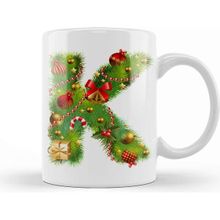 Humuts Porselen Beyaz Yeni Yıl Yılbaşı Özel K Harfli Kupa Bardak