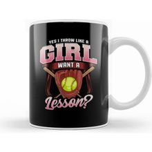 Humuts Porselen Beyaz Yes I Throw Like A Girl Want A Lesson Softball Kupa Bardak