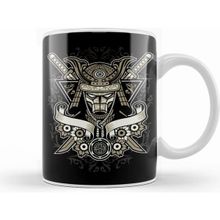 Humuts Samurai Helmet Floral Emblem Kupa Bardak