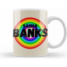 Humuts Sasha Banks Vintage Retro Rainbow Style Warriors Design Wrestlers Gift Kupa Bardak
