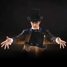 Huramarketing Yetişkinler İçin Siyah Renk Ringmaster Sihirbaz Şapkası Fötr Şapka