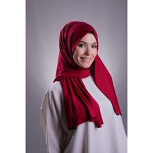 Hürrem Bone 202101_16 Bordo Viskon Kumaş Likralı Penye Düz Klasik Şal