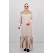 Hürrem Bone 2101-12 Bej Sandy Arkadan Çıtçıtlı Geçmeli Eşarp