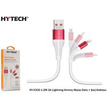 Hytech HY-X330 1.2 m 3A Lightning Kırmızı-Beyaz Data Kablosu