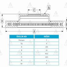 Hyundai Accent 1.3L 1.5L 95/00 242x4 Havalı Ön Fren Diski