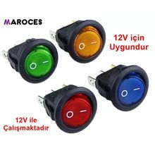 IC 131A 12V Yeşil 3P Yuvarlak Işıklı Anahtar