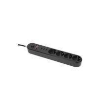 Icon Akım Korumalı 4'lü Priz 3 Port USB Çoklu Grup Priz 2 Metre Kablo 10A Siyah