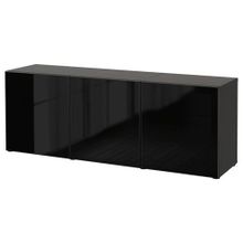 IKEA Besta 2449778145 Venge-Parlak Cila Siyah Füme Cam Dolap