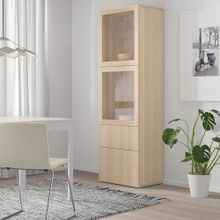 IKEA Besta 59412546 Şeffaf Cam Meşe Görünümlü Dolap