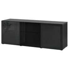 IKEA Besta 59412650 Venge-Parlak Cila Siyah Füme Cam Dolap