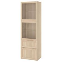 IKEA Besta 79421564 Şeffaf Cam Meşe Görünümlü Dolap