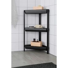 IKEA Vesken Üçgen Raf Ünitesi 3 Katlı Köşe Düzenleyici Siyah Banyo Rafı