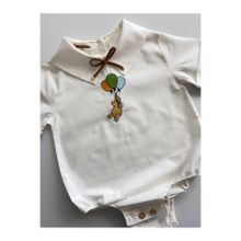il mio bambino El Yapımı %100 Pamuk kısa kollu Winnie The Pooh nakış işlemeli Erkek Bebek Gömlek