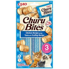 İnaba Ciao Churu Bites Tavuk Sargılı Ton Balıklı ve Deniz Taraklı 3x10 gr Kedi Ödülü
